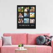 9フォトインスタグラムコラージゴシックブラック キャンバスプリント (インサイチュ (リビング))