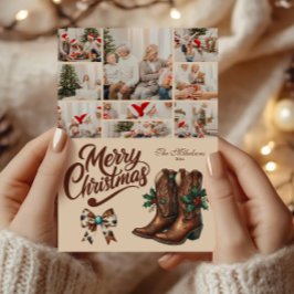 9フォトウエスタンボウ&ブーツクリスマス シーズンカード