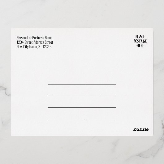 9フォトオフセッはっきりしたトメリー- – 緑と金ゴールド- 箔シーズンポストカード (裏面)