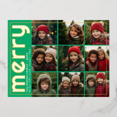 9フォトオフセッはっきりしたトメリー- – 緑と金ゴールド- 箔シーズンポストカード (正面)