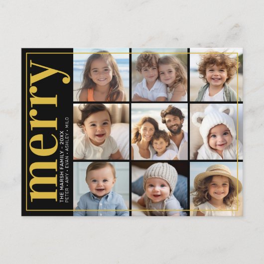 9フォトオフセッはっきりしたトメリー- – 黒と金ゴールド- シーズンポストカード (正面)