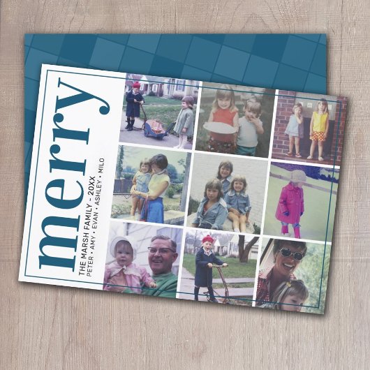 9フォトオフセットはっきりした- メリー – 濃いデニムブルー シーズンカード