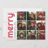 9フォトオフセット – はっきりしたメリークリスマスレトロストライプ シーズンカード (正面)