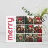 9フォトオフセット – はっきりしたメリークリスマスレトロストライプ シーズンカード (スタンド正面)