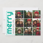 9フォトオフセット – はっきりしたメリークリスマスレトロストライプ シーズンカード (正面)