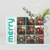 9フォトオフセット – はっきりしたメリークリスマスレトロストライプ シーズンカード (スタンド正面)