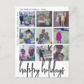 9フォトオフセット – ハッピーホリデーズブラックとホワイト – シーズンポストカード (正面)