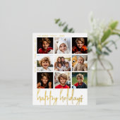 9フォトオフセット – ハッピーホリデー – 黒と金ゴールド- 箔シーズンポストカード (立ち正面)