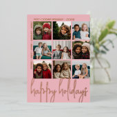 9フォトオフセット – Happy Holidaysスクリプト – バラ金ゴールド 箔シーズンカード (立ち正面)