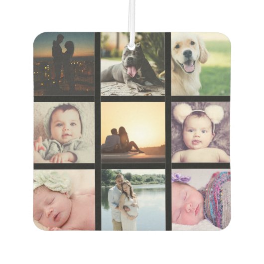 9フォトカスタムコラージュの作成パーソナライズされた カーエアーフレッシュナー (正面)