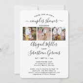 9フォトカップルブライダルシャワーシックモダンスクリプト 招待状 (正面)