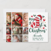 9フォトキャンディーケインベビー1stクリスマス シーズンカード (正面)