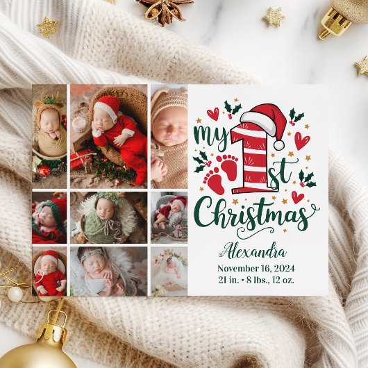 9フォトキャンディーケインベビー1stクリスマス シーズンカード