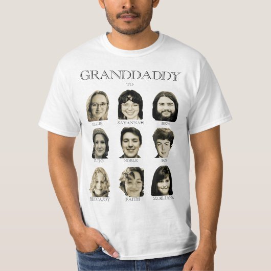 9フォトグラダディまたは祖母のギフトパーソナライズされた Tシャツ (正面)