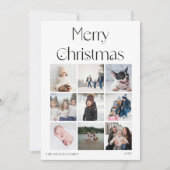 9フォトコラージグリッドエレガントクリスマスカード シーズンカード (正面)
