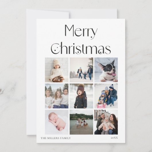 9フォトコラージグリッドエレガントクリスマスカード シーズンカード (正面)