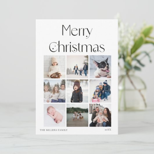 9フォトコラージグリッドエレガントクリスマスカード シーズンカード (スタンド正面)