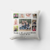 9フォトコラージファミリー引用文モノグラム白黒 クッション (正面)