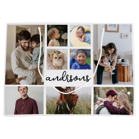 9フォトコラージファミリー抱き枕 ラージペーパーバッグ (正面)