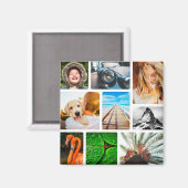 9フォトコラージマグネットテンプレートホワイトフレーム マグネット (正面/裏面)