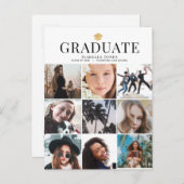 9フォトコラージミニマリスト白卒業 案内ポストカード (正面/裏面)