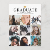 9フォトコラージミニマリスト白卒業 案内ポストカード (正面)
