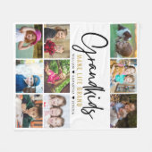 9フォトコラージュおじいちゃんメイクライフグランド引用文 フリースブランケット (正面(横))