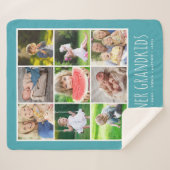 9フォトコラージュとグランドキッズの名前 | ターコイズ シェルパブランケット (正面(横))