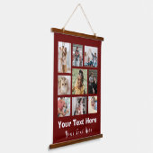 9フォトコラージュとスクリプト文字白 吊り下げ型タペストリー (傾斜あり)