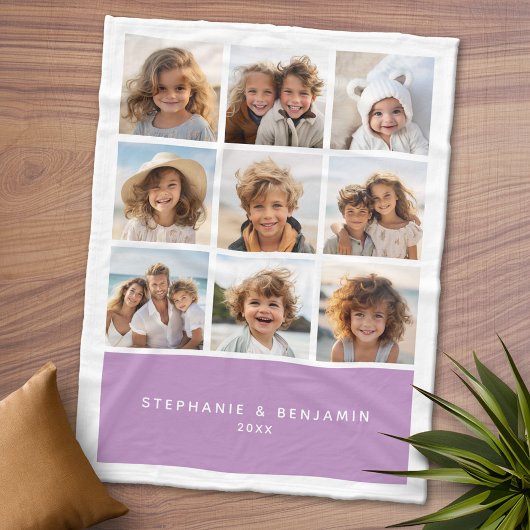 9フォトコラージュのミニマリスト – 名前Orchid Box フリースブランケット