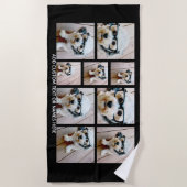 9フォトコラージュのミニマル – 白黒グリッド ビーチタオル (正面)