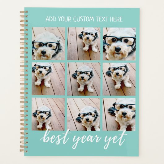 9フォトコラージュ(オプション)文字最高の-年を問わず プランナー手帳 (正面)