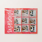 9フォトコラージュ – メリークリスマスレッドウォーター色 ジグソーパズル (横)