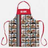 9フォトコラージンググリッド全周 – スポーティストライプな赤 エプロン (正面)