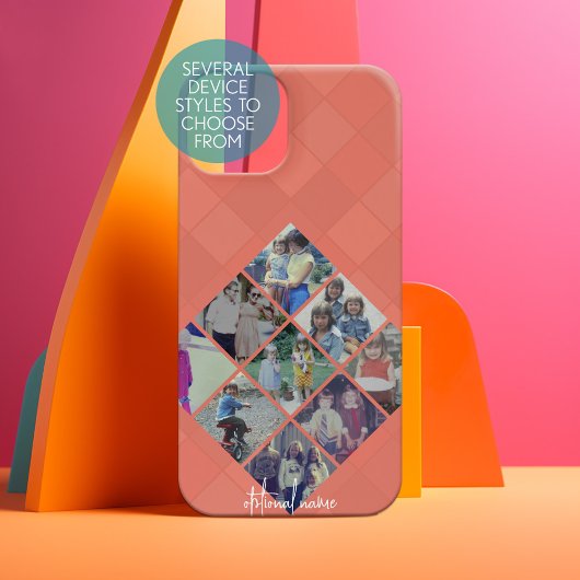 9フォトダイアモンドパターンコラージコーラルテラコッタ SAMSUNG GALAXYケース