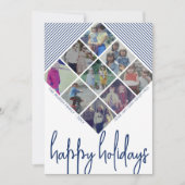 9フォトダイヤモンドパターン – ハッピーホリデーズネイビー シーズンカード (正面)