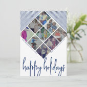 9フォトダイヤモンドパターン – ハッピーホリデーズネイビー シーズンカード (スタンド正面)