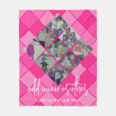 9フォトダイヤモンドパターン – ホットピンクガーリー フリースブランケット (正面)