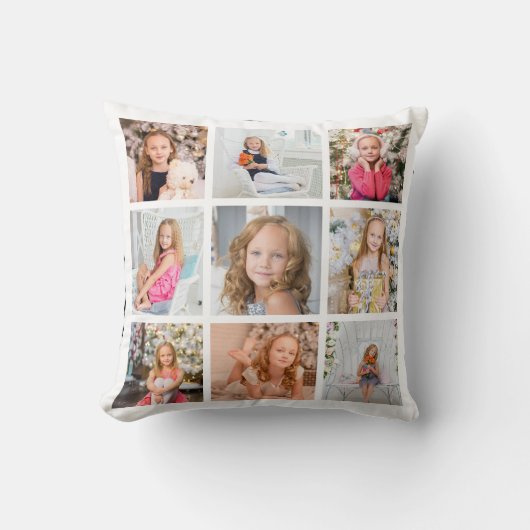 9フォトパーソナライズされたコラージュ装飾用クッション クッション (正面)