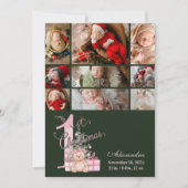 9フォトピンクグリーンベビー初めてのクリスマス シーズンカード (正面)