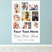 9フォトファミリーとスクリプト文字白黒 キャンバスプリント (インサイチュ (ウッドフロア))