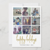 9フォトブラックと金ゴールドドット – クリスマスハッピー シーズンカード (正面)