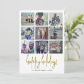 9フォトブラックと金ゴールドドット – クリスマスハッピー シーズンカード (スタンド正面)