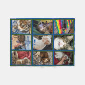 9フォトブルーグリーン縁どペットキープサケ フリースブランケット (正面(横))