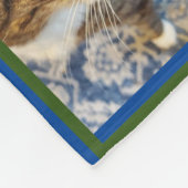 9フォトブルーグリーン縁どペットキープサケ フリースブランケット (角)