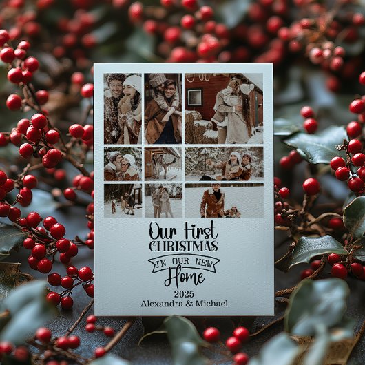 9フォトミニマリストクリスマスファーストホーム シーズンカード