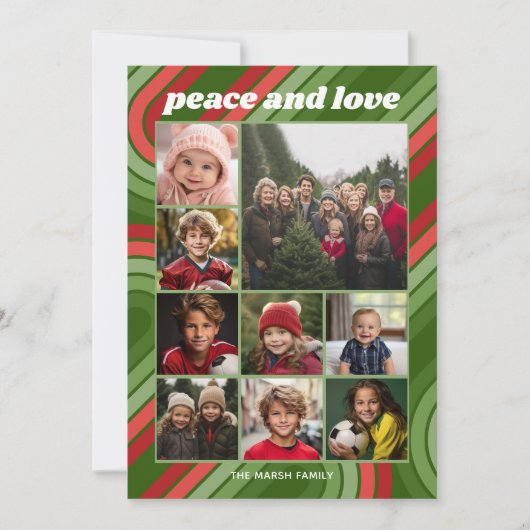 9フォトレトロストライプー – 赤ファンキー緑 シーズンカード (正面)