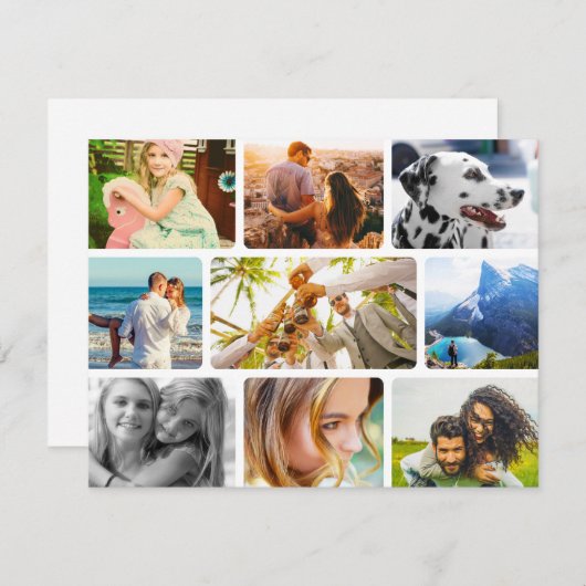 9フォト誕生日カードテンプレートコラージュ (正面/裏面)