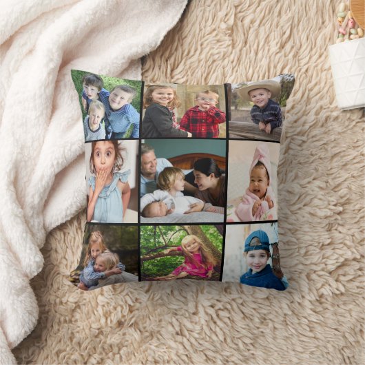 9フカスタムォトコラージュファミリー引用文ブラックキープス クッション (ブランケット)
