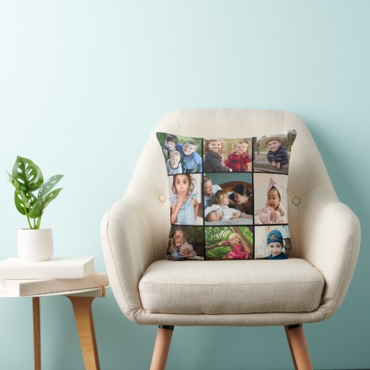 9フカスタムォトコラージュファミリー引用文ブラックキープス クッション (椅子)